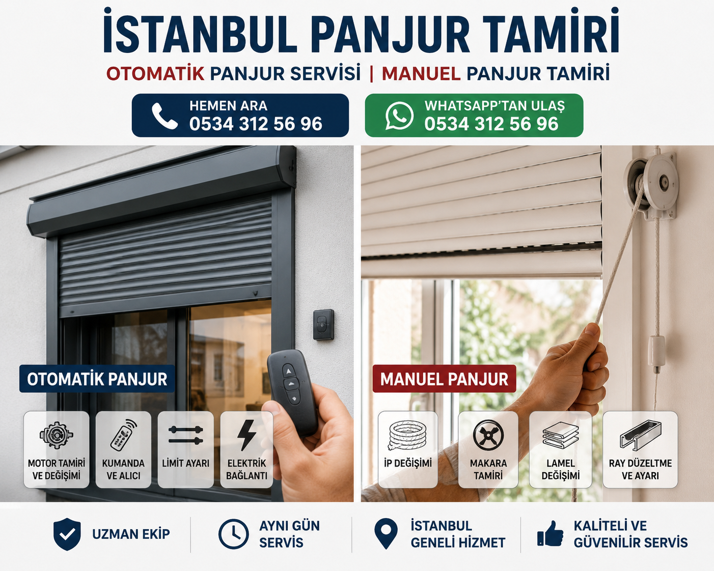 Panjur yerinden çıktı ray ve lamel tamiri İstanbul panjur servisi